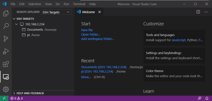 visual studio code remote ssh raspberry pi